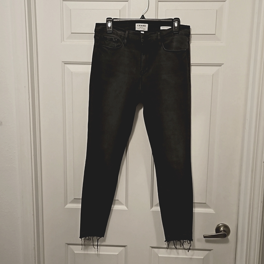 Frame Denim LeSkinny de Jeanne, faded black crop, 31